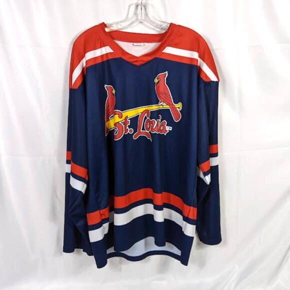 St Louis Cardinals XL Hockey Jersey Blues NHL MLB Cards - Picture 1 of 5
